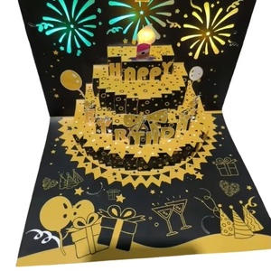 3D PopUp di lusso soffiabile a LED luce di candela torta musica cartolina di auguri decorazione regalo di compleanno per le donne mamma <span class=keywords><strong>moglie</strong></span> ragazza - Product Image 1