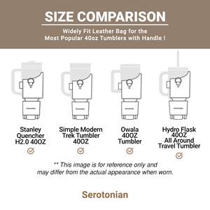 Bolsa de transporte de botella de agua Premium para Stanley 40oz, soporte de botella de agua de cuero PU moderno Simple con correa ajustable, tarjetero - Product Image 5