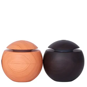New Style USB Wood Grain Humidifier Wood Grain round Spherical Humidifier Night Light Mute Spray Humidifier Dropshipping