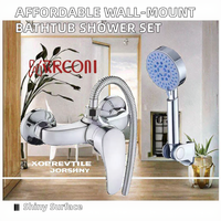 Ensemble de douche mural en zinc chromé poli, robinets de baignoire chaud et froid, douchette à main, pluie douce, robinets de salle de bain économiques