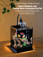 Aquarium de bureau moderne en verre HD transparent, petit aquarium pour poissons rouges et betta, ensemble complet pour salon, aquascape complet, système écologique planté