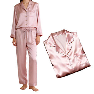 Coffret cadeau haut de gamme Ensemble de pyjama en soie de fibres végétales Arundo donax pour femmes Confortable et durable Ensemble de pyjama Vente en gros de pyjamas chinois - Product Image 2