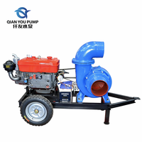 Pompe centrifuge à entraînement par courroie efficace série HW, moteur diesel 7,5 CV, remorque mobile, construction en fer pour eau haute capacité
