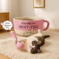 Fabricante divertido taza de café forma gato cama lavable camas para mascotas para cachorro y gatito al por mayor