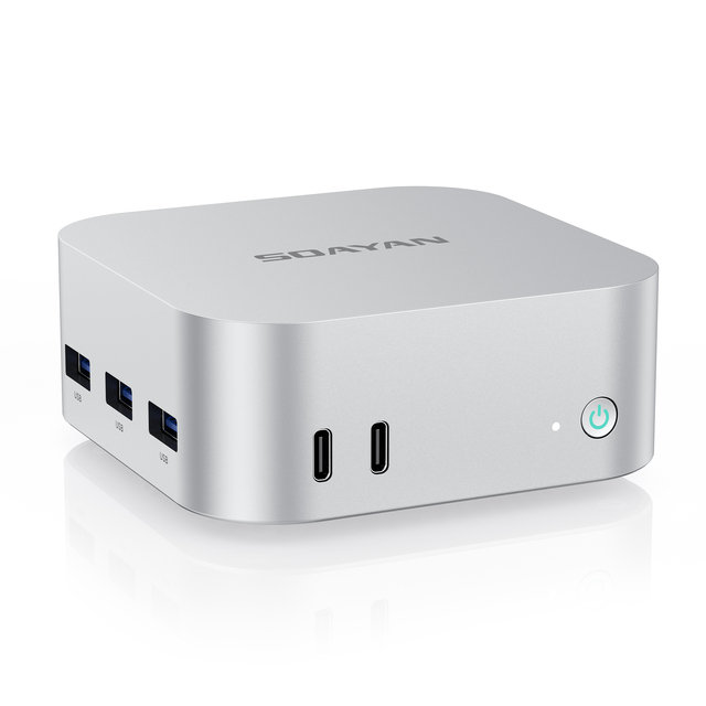 SOAYAN 2026 New Mini PC LPDDR5 Intel N95 Quad Core Business / Office with Dual LAN & USB-C Ports Windows 11/Linux
