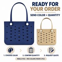 Sac de plage classique de taille moyenne en caoutchouc, sac à main étanche en EVA avec breloques DIY et trous perforés pour femme, idéal pour les voyages et le shopping