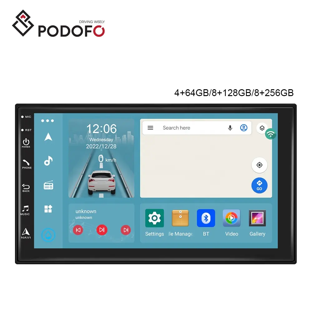 Podofo8コア7インチカーラジオ464 GB/8 128GB/8256GBユニークカラーUI Android 13 IPS Carplay Android Auto WiFi GPS BT Autoradio