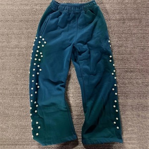Pantalon de jogging baggy vintage à jambes larges en coton éponge français épais personnalisé pour hommes - Product Image 3