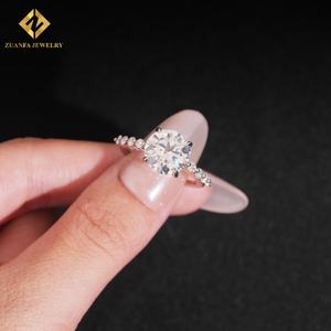 Bague de fiançailles en diamant taille brillant rond, vente chaude, bijoux en argent sterling 925, diamant moissanite GRA VVS pour femmes GRA - Product Image 6