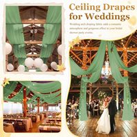 MODFUNS Rideaux de plafond pour arche de mariage en mousseline vert sauge, 2 panneaux, 5x30 pieds, voilages fabriqués en Chine