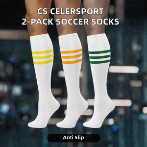 Chaussettes de sport blanches mi-hautes à rayures pour le basketball, le football, le volley-ball, vêtements de sport, design tricoté respirant, taille adulte - Product Image 2