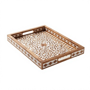 <b>Large</b> Rectangular Wooden Tray Breakfast Lunch Serving Handicrafts Custom <b>Printed</b> Painted Lacquer Coated Eco-Friendly Dishwasher - Product Image 4