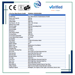 รถยกไฟฟ้า 3000 กก. พร้อมอุปกรณ์เสริมแบบกำหนดเอง ดีไซน์ถ่วงน้ำหนักแบบยืดหดได้ รถยกสี่ล้อสำหรับคลังสินค้าอุตสาหกรรม - Product Image 6