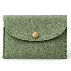 Wholesale cotton gift bags Fashion <b>Green</b> 100% Cotton Envelope <b>Clutch</b> with Gold Snap Button - Product Image 1