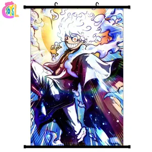 Nouveau Design Anime défilement affiches tissu impression populaire Anime Nika Luffy Nami Sanji tenture murale maison défilement affiches