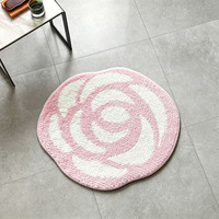 Tapis personnalisé en forme de rose rose, tufté à la machine, doux et moelleux, tapis floral pour la chambre à coucher, le salon, antidérapant