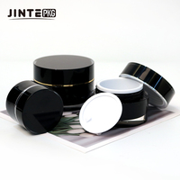 LOW quantité minimale de commande Pot en acrylique de 50g prêt à expédier Pot de gel UV rond noir brillant pour ongles Gel de construction UV pour le bricolage Pot de conteneur pour extensions d'ongles