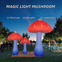 Modèle de champignon rouge à pois gonflable avec lumière LED, décoration géante résistante au soleil et au vent pour fête, festival, événement