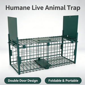 Trappola per Gatti 62*21*24cm/ 79*28*33cm, Gabbia a Doppio Ingresso per Cattura Umana di Animali Vivi, Trappola Pieghevole per Gatti Randagi, Vendita all'Ingrosso - Product Image 2