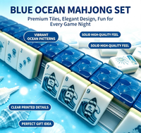 Jeu de Mahjong Personnalisé en Acrylique – Thème Vague Océanique Planche de Surf – Jeu de Voyage et de Divertissement pour 4 Joueurs – Écologique – Cadeau Personnalisé