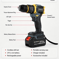 HIERKIN Meilleures ventes : Coffret d'outils avec batteries, Matériel de construction, Outils électriques, Perceuse électrique, Machines de perçage électriques