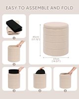 PINPLUS Ottoman Boîte De Rangement Boucle Tissu Rembourré Convertible Table Basse Pliant Repose-Pieds Salon Chambre 373745 cm