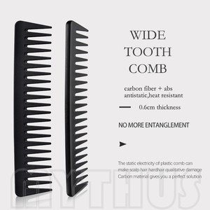 Brosses et peignes démêlants pour hommes et femmes, accessoires de coiffure, peigne à grandes dents en carbone, broche en acier, pour séparer les cheveux, poils de sanglier, 4 pièces - Product Image 4