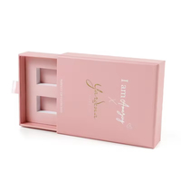 Vente en gros Boîtes de brillant à lèvres roses imprimées sur mesure Pack de tiroir cadeau spécial pour rouge à lèvres Boîtes en papier cosmétique recyclé Doublure en éponge
