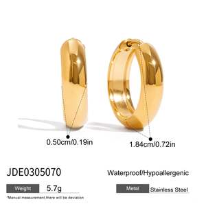 J & D经典风格不锈钢时尚金色3尺寸U形圆环耳环 - Product Image 4