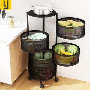 Multi-function Storage Rack Trolley Round Vegetable Fruit Basket Storage Basket Holder