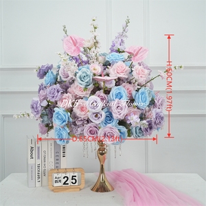 Arrangement de boules de fleurs pour mariage, centre de table fait main, boules de fleurs artificielles bleu clair et rose - Product Image 2