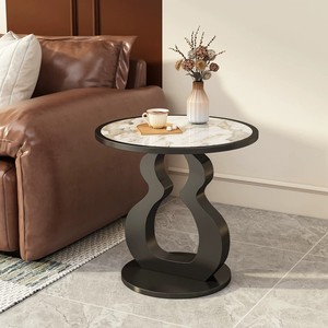 Mesa de centro móvil de estilo italiano de lujo ligero con losa de cuarzo, mesita de noche minimalista moderna, gabinete lateral creativo de alta gama - Product Image 4