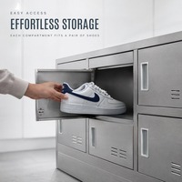 Armoire de rangement compacte en stratifié assemblée en acier inoxydable 304 avec serrure à clé pour le rangement des chaussures du personnel hospitalier, montage au sol