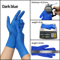 Gants en nitrile bleu foncé durables de 9 pouces avec texture grainée et texture des doigts, sans poudre, pour usage industriel et alimentaire