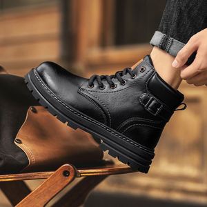 Custom <b>Men's</b> Steel Toe Comfort Lace-up Casual Boots 2026 Autumn Winter Leather Upper Mid-top Factory <b>Work</b> <b>Shoes</b> Waterproof - Product Image 3