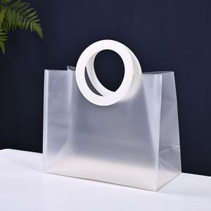 ロゴカスタム対応 高級PVC製 ショッピングトートバッグ フロスト加工 透明ハンドル 販促用 防水 大容量 - Product Image 4