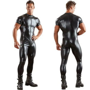 Combinaison <span class=keywords><strong>en</strong></span> cuir PU sexy <span class=keywords><strong>pour</strong></span> <span class=keywords><strong>homme</strong></span>, combinaison moulante intégrale, combinaison à fermeture éclair sur le devant, entrejambe ouvert, costume <span class=keywords><strong>en</strong></span> <span class=keywords><strong>latex</strong></span> Zentai, taille 3XL - Product Image 1