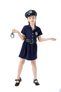 Drop Ship gat Black Sheriff Performance d'asilo Cosplay Stage Costume Polic E uniforme per bambini - Product Image 6