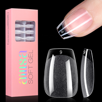 Aillsa 504 Uñas Postizas de Gel Suave, Forma Ataúd Corta, Cobertura Completa, Acabado Semi-Mate, 12 Tamaños, para Diseño de Uñas y Aplicación en Dedos