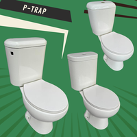 WC à deux pièces en céramique à chasse directe avec siphon en P, en grès cérame, à prix avantageux