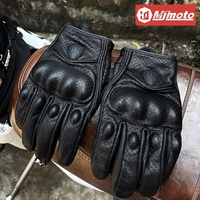 Gants de moto en cuir véritable, gants d’hiver et d’été en peau de chèvre, compatibles avec écran tactile, protection des articulations des poings, guantes moto luvas