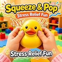 Jouets promotionnels : blocs de construction, argile, petit canard jaune, jouet musical souple et couineur, balle anti-stress personnalisable