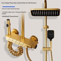 Ensemble de douche doré en aluminium anodisé, mitigeur de douche encastré doré avec pommeau de pluie et pistolet de pulvérisation pressurisé pour hôtel