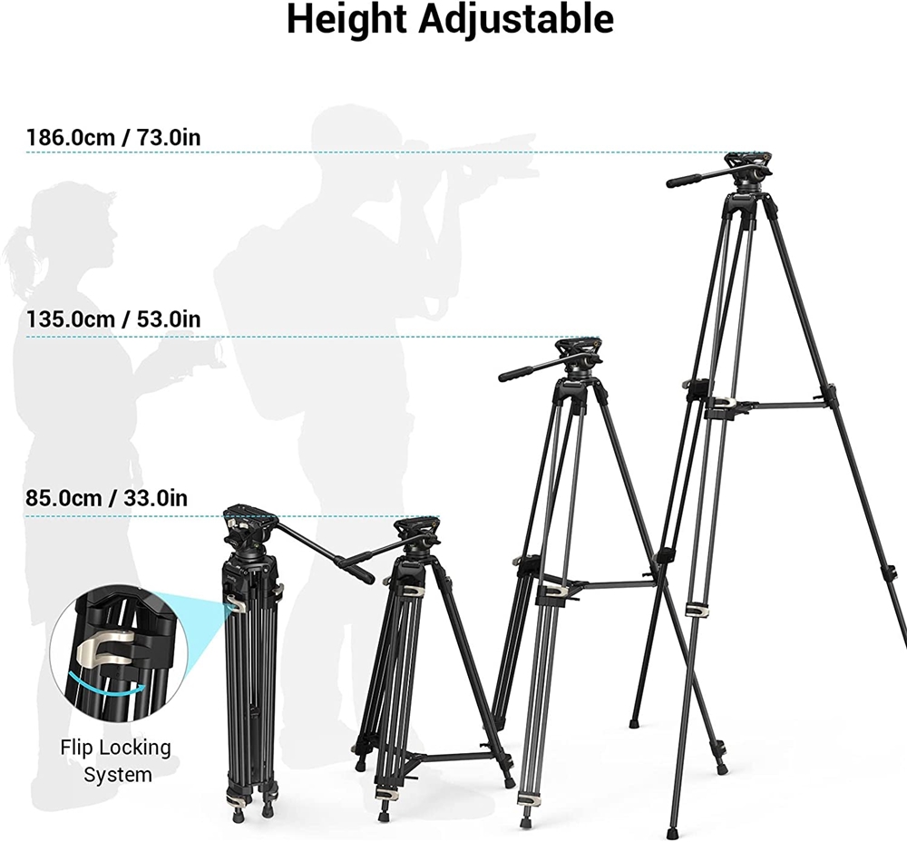 SmallRig AD-01ビデオ三脚ヘビーデューティー三脚、360度流体ヘッドと