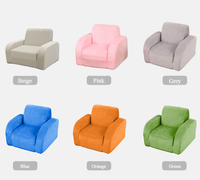 Canapé pour enfants pliable en velours crème, fauteuil-lit pour tout-petits 2 en 1, canapé-lit convertible avec accoudoirs, moderne, 1 place