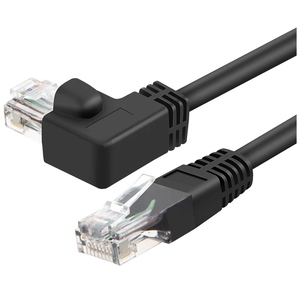 Câble Ethernet CAT6 RJ45 câble de raccordement réseau à angle droit pour PC <span class=keywords><strong>PS4</strong></span> Xbox routeur noir plaqué or RJ45 8P8C cordon 1m 1.8m - Product Image 5