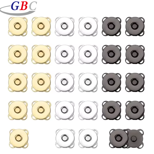 In Stock Square Magnetic Snap Buttons Metal Shank Sewing Buttons for Closure Clothing Purses Bags Handbags
