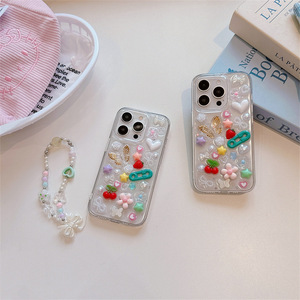 Pin creativo mantequilla mosca gota pegamento funda de teléfono para iPhone 16Pro Max 15 14Pro amor estrella cereza funda protectora transparente 13 - Product Image 2