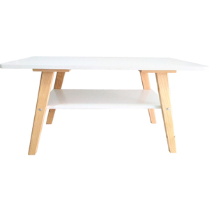 Tavolino da Caffè Bianco a Due Ripiani in <span class=keywords><strong>Legno</strong></span>, Piccolo Tavolino Rotondo da Caffè con <span class=keywords><strong>Gambe</strong></span> in <span class=keywords><strong>Legno</strong></span> - Product Image 3
