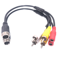 Câble adaptateur MDVR 4G GPS WIFI avec prise mâle aviation vers prise mâle RCA (vidéo) + prise mâle RCA (audio) + prise femelle DC